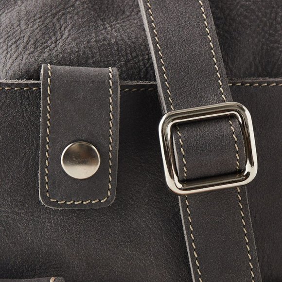 Roots Leather Charcoal Canadian Villager Tribe Crossbody Bag - Picture 5 of 16